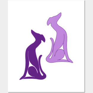 Greyhound Sitting Purple Posters and Art